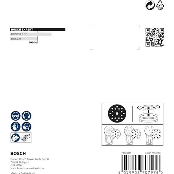 Bosch EXPERT O780 Folienschleifscheibe, 125 mm, Körnung 60, für Hartholz und Farbe auf Holz, mit Klettverschluss – Bild 4