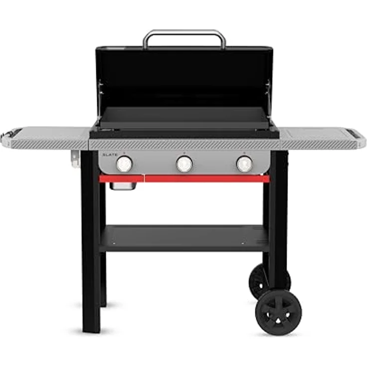 Weber SLATE GPD 71cm Premium Plancha Grill, 3 Brenner, gleichmäßige Hitze bis 260 °C, 3483 cm² porzellanemaillierte Antihaft-Grillfläche, Schwarz – Bild 2