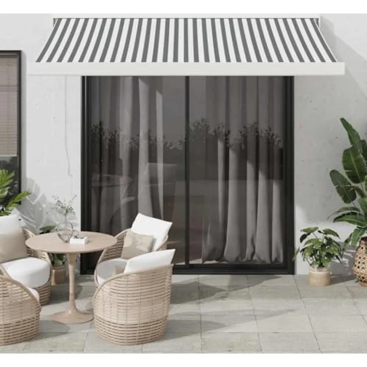 vidaXL Markise Einziehbar Anthrazit & Weiß 3,5x2,5 m Stoff & Aluminium, UV-beständig, Wandmontage, stilvolles Design – Bild 2