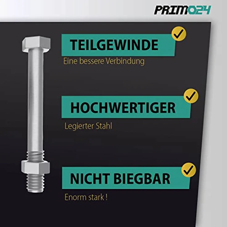 PARCO Sechskantschrauben M10 x 100 mm mit Muttern, DIN 601 verzinkt 10 Pack – Bild 4