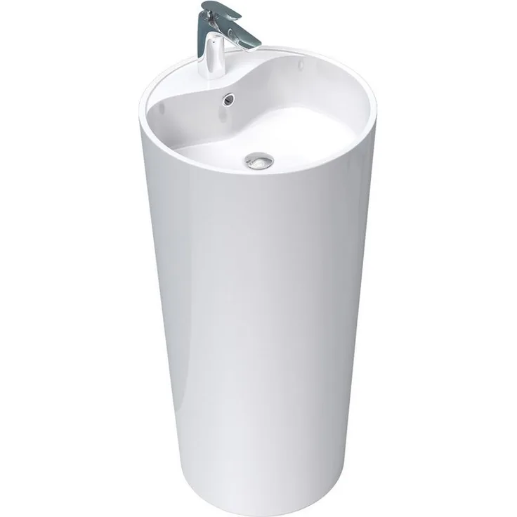 Mai & Mai Waschbecken Design Standwaschbecken Col35 Mineralguss Standwaschtisch - für alle DIN-genormten Ablaufgarnituren, einfache Montage - weiß