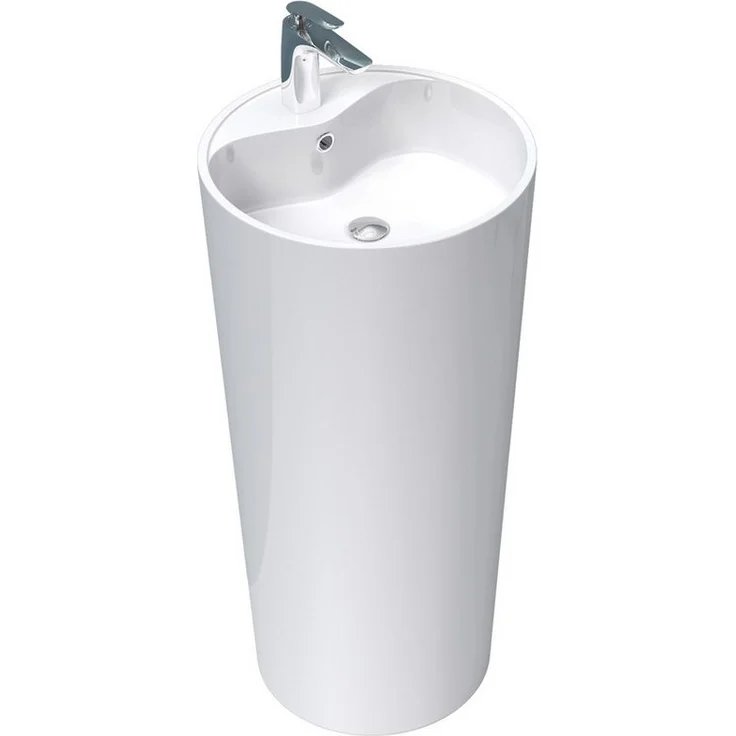 Mai & Mai Waschbecken Design Standwaschbecken Col35 Mineralguss Standwaschtisch - für alle DIN-genormten Ablaufgarnituren, einfache Montage - weiß – Bild 1