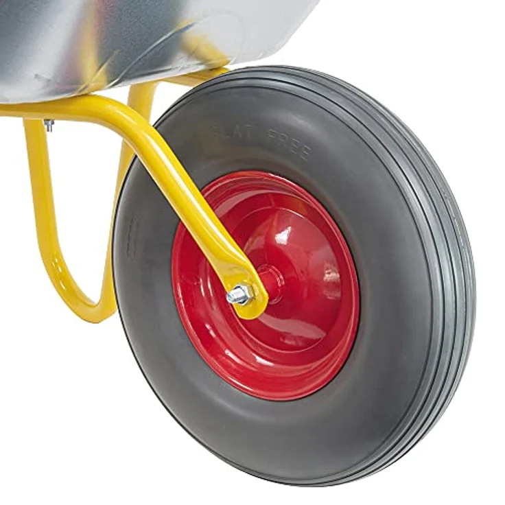 RAVENDO BD1002 PUR Schubkarre Bauschubkarre Gartenkarre 100l PU Vollgummi Rad – Bild 4