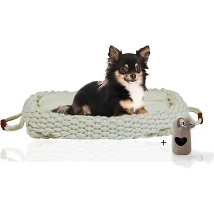 Rohrschneider Flauschiges Katzen- und Hundebett | Weiches Tierbett für Katzen und Hunde | Gemütlicher Schlafplatz für Haustiere | wollweiß mit Gassibeutel (Gr. S wollweiß) – Bild 1