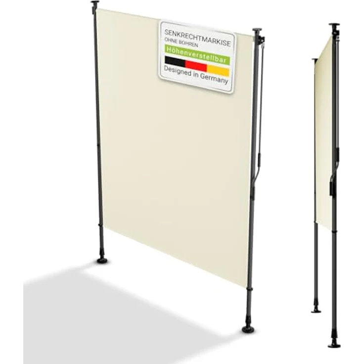 Juskys Senkrechtmarkise Barbados 150x310 cm - Beige - Wetterfester Balkon Sichtschutz ohne Bohren - UV-beständiger Stoff - Flexibel einsetzbar – Bild 1