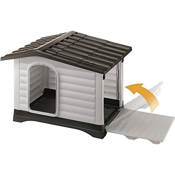 Ferplast Outdoor Hundehütte Dogvilla 70 Lodge für Hunde mit zu öffnender Seitenwand, aus schlag- und UV-beständigem Thermoplast, Drainagesystem, Lüftungsgitter, 73 x 59 x 53 cm – Bild 3
