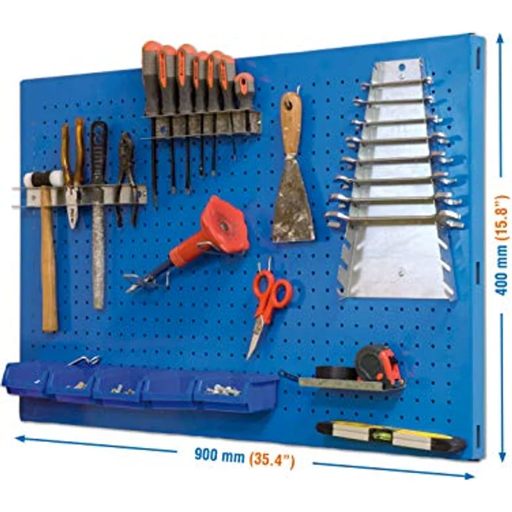 Simonrack 8435104919514 Lochregal, 900 x 400 x 35 mm, zur Wandmontage, Blau – Bild 1