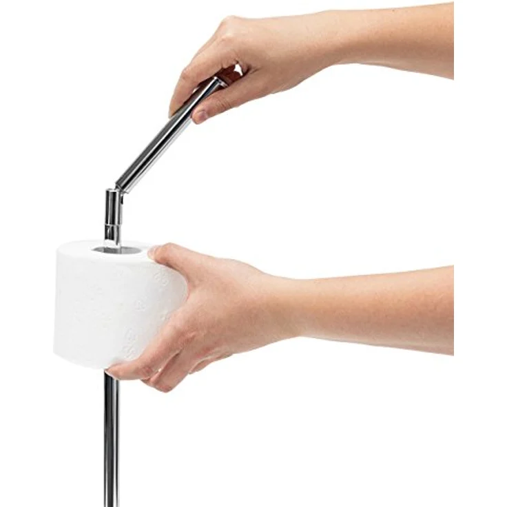 Relaxdays Toilettenpapierhalter stehend HBT 75 x 22 x 16,5 cm freistehender Papierrollenhalter aus Stahl Rollen als Ersatzrollenhalter verchromt, silber WC-Rollenhalter, 16.5 x 22 x 56 cm – Bild 5