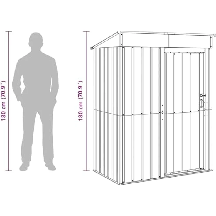 vidaXL Gartenhaus Anthrazit, Metallgartenhaus 137 x 81 x 180 cm, robuster Metallschuppen für Werkzeuge und Equipment, einfacher Aufbau – Bild 4