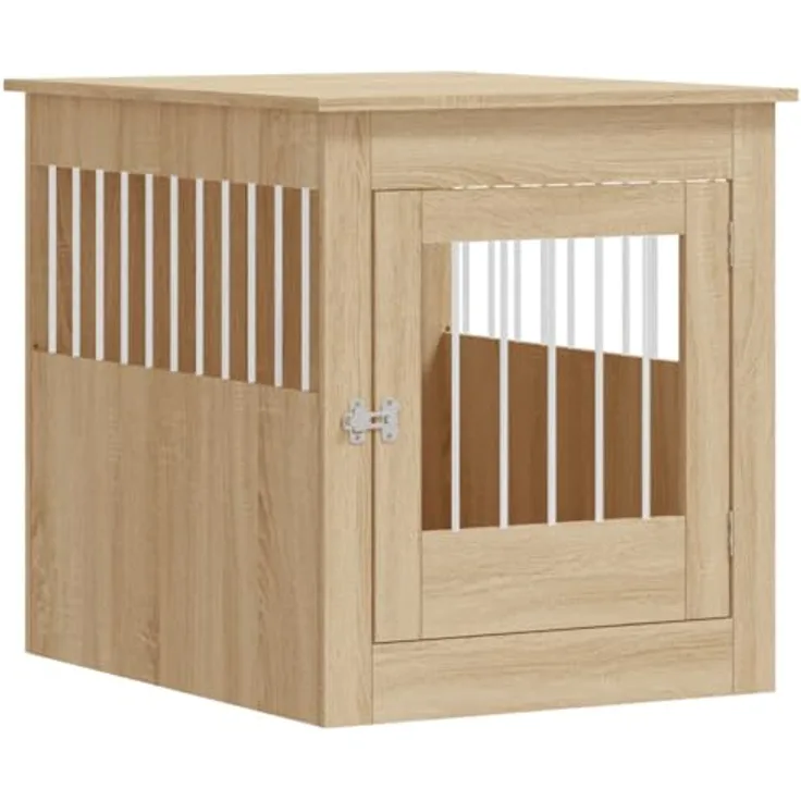 vidaXL Hundekäfig im Möbelstil, Sonoma-Eiche 64,5x80x71cm Holzwerkstoff, Abschließbar Hundebox mit Tür, 2-in-1-Funktion