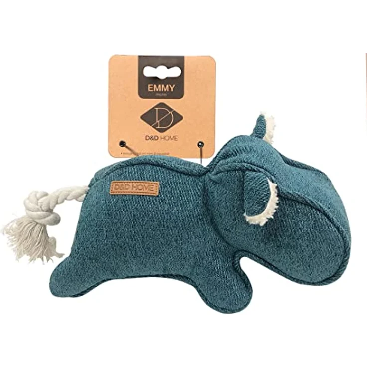 D&D Home Hundespielzeug Modell Emmy, Blau, Elegantes Chenille-Spielzeug mit 2 Squakern und Baumwollseilschwanz – Bild 2