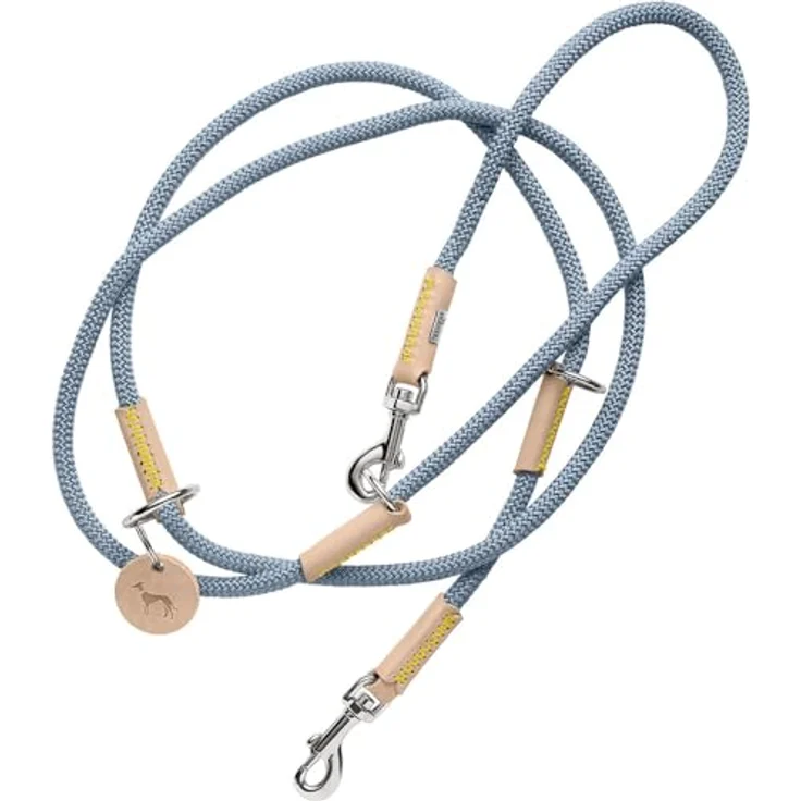 HUNTER Verstellbare Hundeführleine Malia, taubenblau/Natur, 3-Fach verstellbar, leicht, strapazierfähig, moderner Look, Made in Germany, Größe: 8/200 – Bild 1