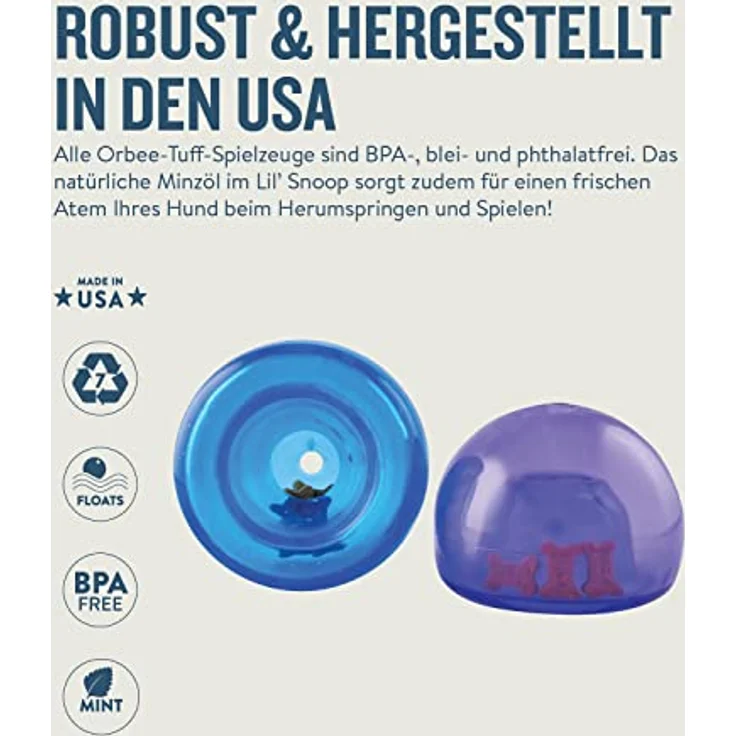 Outward Hound Planet Dog Orbee-Tuff Lil' Snoop - Interaktives Spielzeug für Hunde - Snackball - Royalblau - Klein – Bild 5