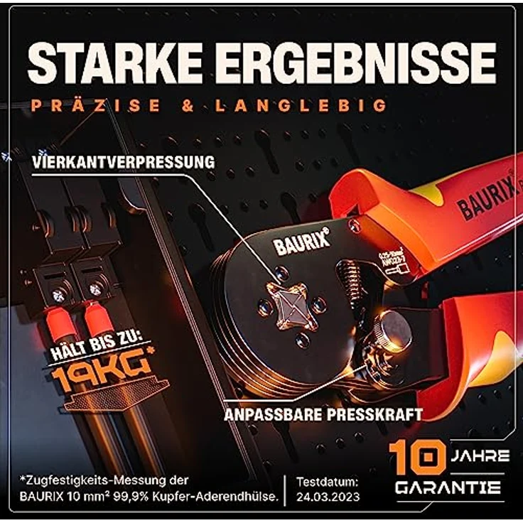 BAURIX® Crimpzange Set mit 1800 Aderendhülsen Set I Aderendhülsenzange selbsteinstellend [Für 0,25-10mm²] I Krimpzange, Crimpzangen, Crimp Zange, Presszange – Bild 2
