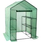 Zelsius Foliengewächshaus, stabiles Tomatengewächshaus mit Regal, Tomatenhaus, Folien Treibhaus, Frühbeet für Tomaten, Gemüse, Obst, Blumen, Garten, Balkon, 195 x 143 x 143 cm, grün