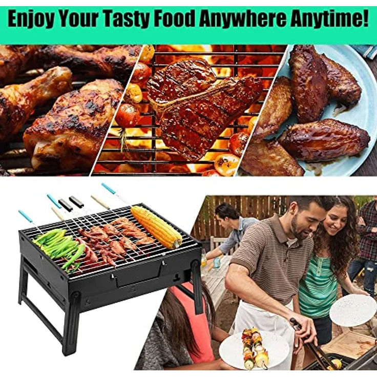Uten Grill BBQ Portable Holzkohlegrills, Faltbare Grillwagen Outdoor Tischgrills Tragbar Picnikgrill – Bild 3