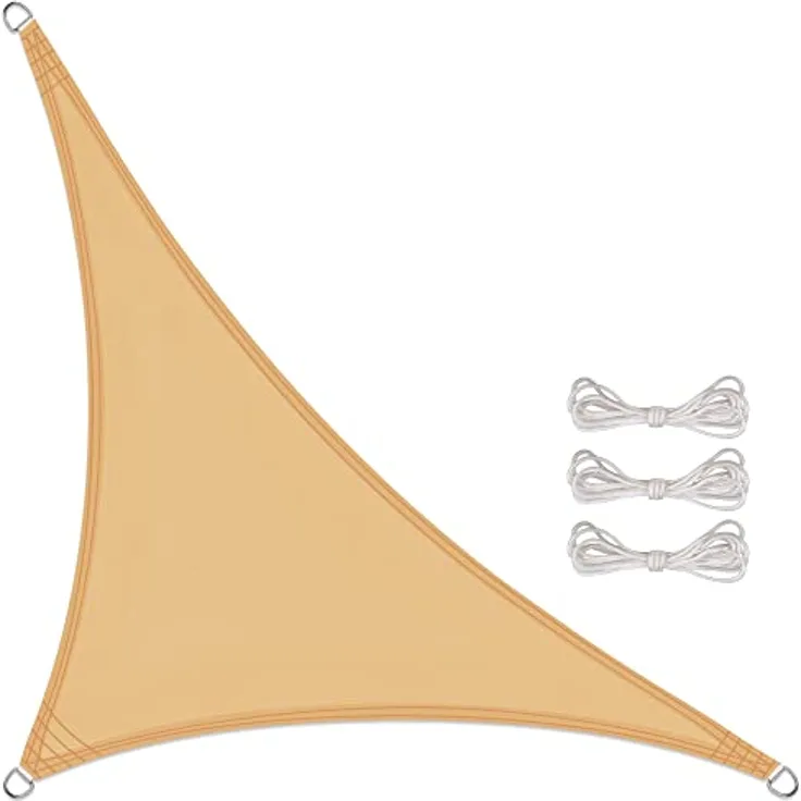 CelinaSun Sonnensegel inkl Befestigungsseile Basic Dreieck rechtwinklig 2,5 x 2,5 x 3,5 m sandbeige Sonnenschutz wasserabweisend