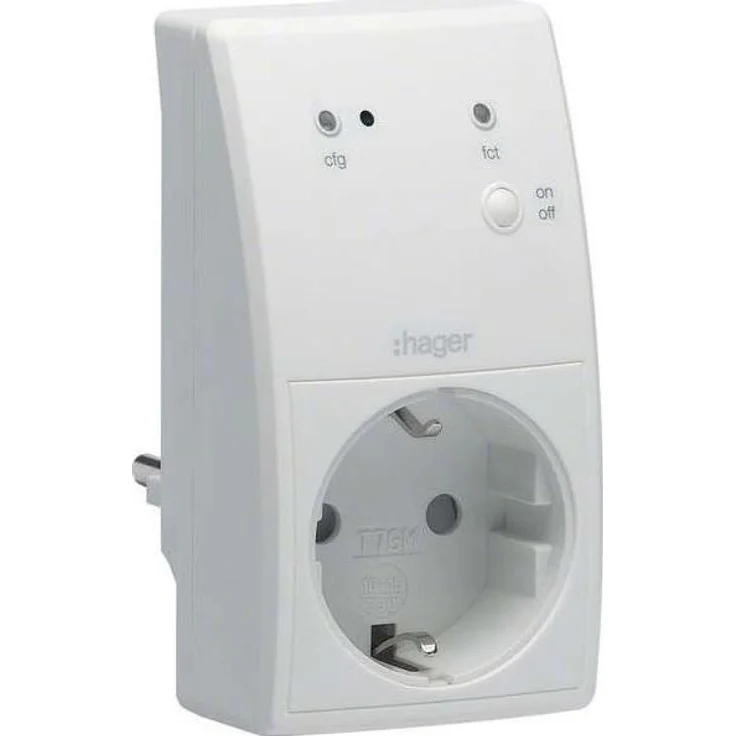 Hager Funkadapterstecker-Aktor TRC270D, Zeitschaltuhr mit 16A Schaltleistung und LED-Anzeige, bidirektional