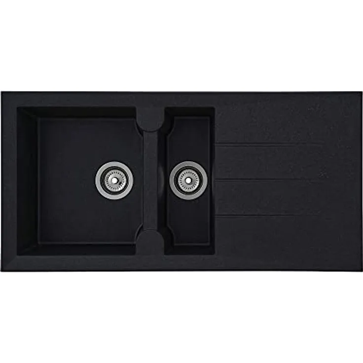 Respekta Alineo Spüle, Schwarz, Stein, 100x21x50 cm, moderne Küchenspüle