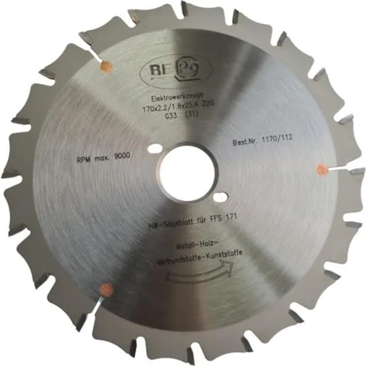 Bepo HM Frässcheibe ø 170 mm / Z20 für Holz/Metall-Verbundstoff passend zu BEPo FFS 171SE, FFS 171E, zum Durchtrennen von Mauerankern & Rahmendübeln
