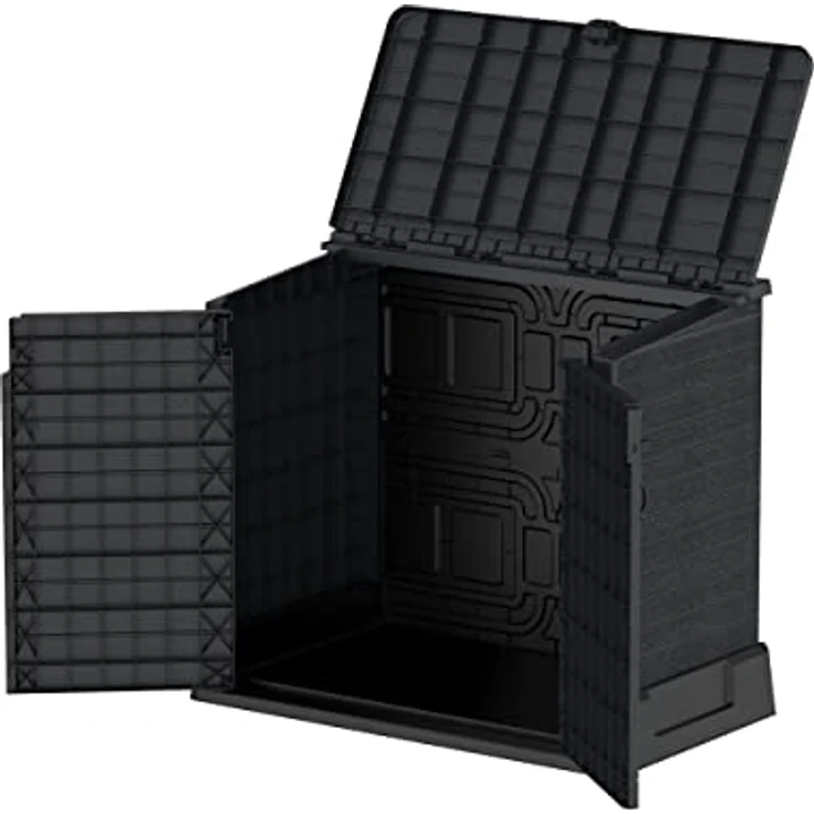 Duramax Cedargrain StoreAway 850L Kunststoff-Gartenhaus - Outdoor-Gartenhaus, Mülltonnenbox, Solide Konstruktion, ideal für Werkzeuge, BBQs und Mülltonnen 2x 120L, 130 x 74 x 110 cm, Dunkelgrau – Bild 4