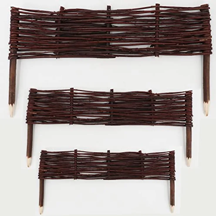 1 Beeteinfassung aus Weide 20x50cm I Beetbegrenzung/Weidenzaun zur Beetumrandung Rasenkante Beetzaun Weiden Steckzaun I Zur Eingrenzung von Beet- & Rasenflächen oder Gehwegen