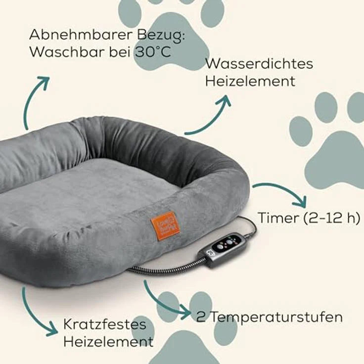 Beurer Love Your Pet Wärmebett Kira, elektrisch beheiztes Hundebett mit Timer, waschbar bei 30°C, kratzfest und wasserdicht, 58 x 50 cm – Bild 4