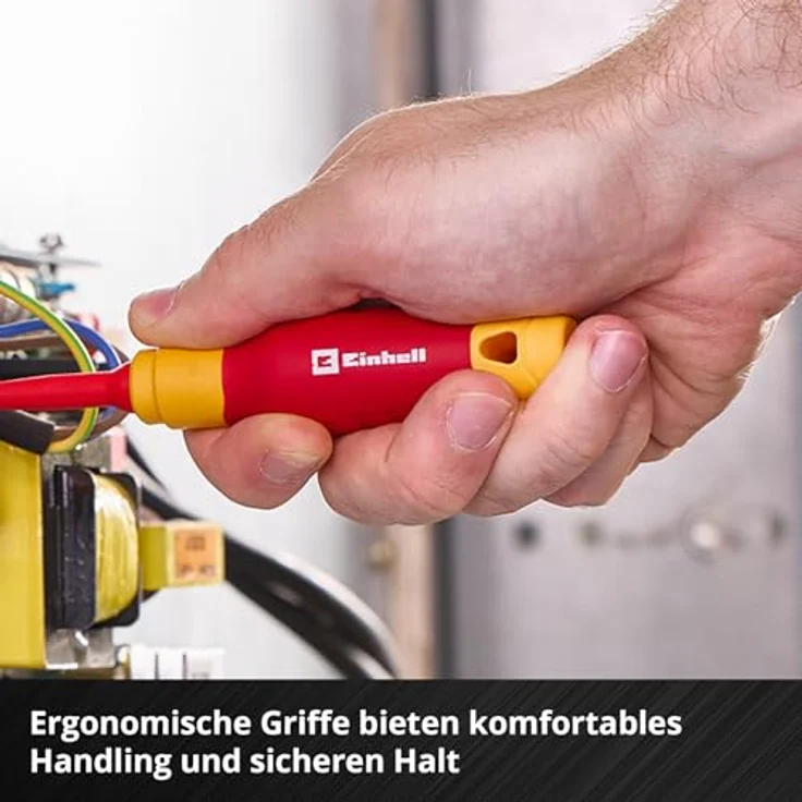 Einhell Elektriker-Schraubendreher-Set 5-tlg., isolierte Werkzeuge mit ergonomischen Griffen, Spannungsprüfer und S2-Klingen, für Elektroinstallationen – Bild 5