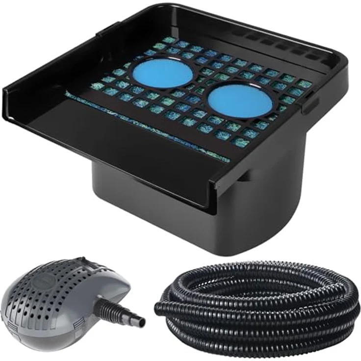 Heissner Filterfall-Komplett-Set, Teichfilter mit integrierter Wasserfall-Funktion, Teichpumpe 3300 l/h, 5m Schlauch – Bild 1