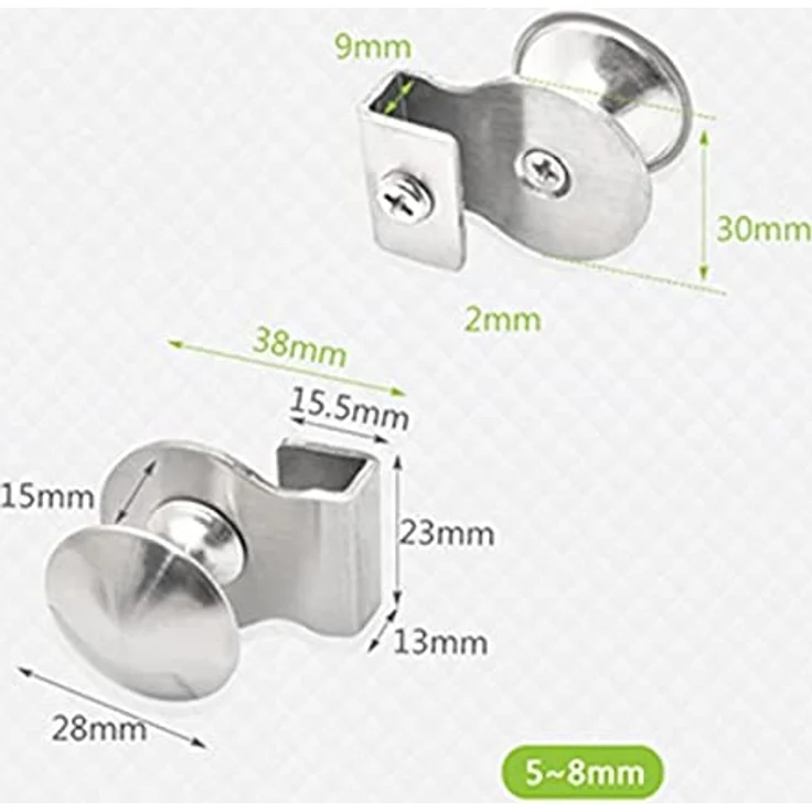 Bayli Glastürgriff l Vitrinengriff Ø 28 mm | Befestigung ohne Bohren für 5-8mm Glasstärke | Silberfarben – Bild 4