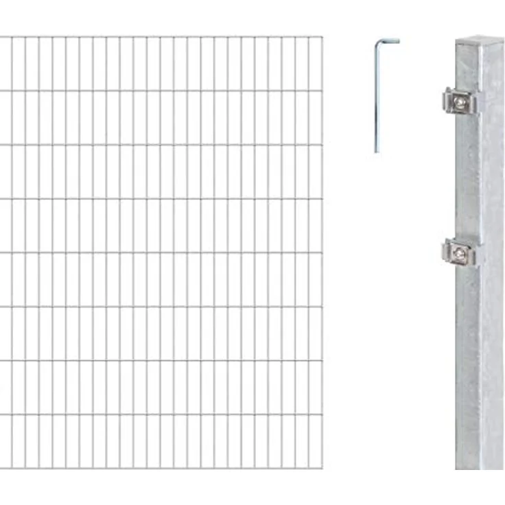 Alberts Doppelstabmatten Zaun, Höhe 180 cm, Länge 30 m, Komplettset zum Einbetonieren, feuerverzinkt, Pfosten 60x40 mm – Bild 2