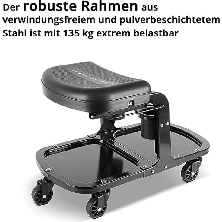 Stahlwerk Werkstatthocker WRS-135 ST, Werkstatt-Rollsitz bis 135 kg belastbar mit Dosenhaltern und Werkzeughalter, pulverbeschichtet – Bild 3