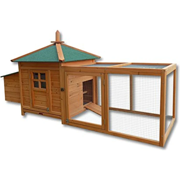 Wiltec Nagerhaus 1650 x 735 x 980 mm, Hasenstall aus Fichtenholz, mit Bitumeneindeckung, Hühnerstall mit Nistkasten, Kleintierhaus Freilauf Gehege, Wiltec – Bild 1