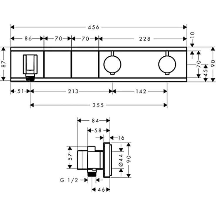 Hansgrohe Brausethermostat RainSelect für 2 Verbraucher, Unterputz mit integriertem Brausehalter - Weiß/Chrom – Bild 3