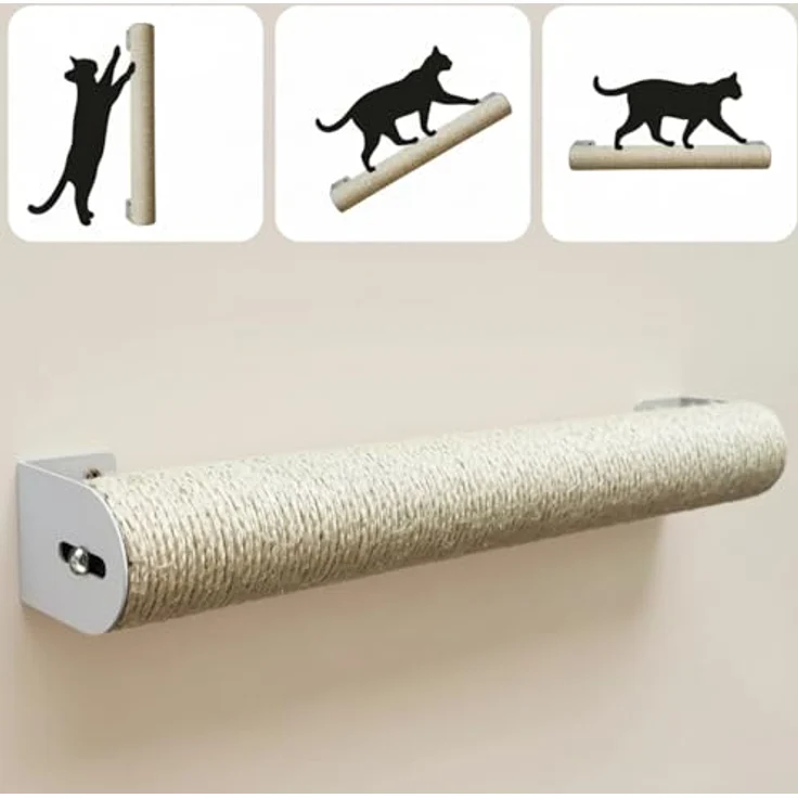 EYEPOWER 60 cm Kratzbaum Wandmontage für Katzen, Sisal Kratzstamm mit Bambus Wandbefestigung, flexibel montierbar und kombinierbar, ideal für Kletterwände – Bild 4