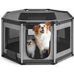 FEANDREA Tiertransportbox, M/L Welpenauslauf, robuste Konstruktion mit Seitentasche, Dunkelgrau-Hellgrau/Schiefergrau-Tintenschwarz