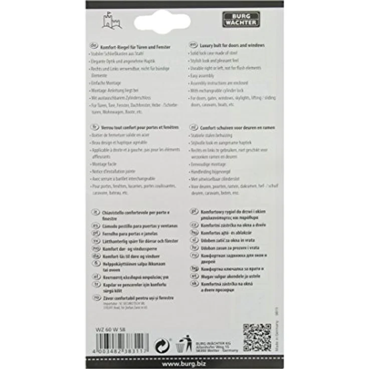 BURG-WÄCHTER Winsafe WZ 60 W SB Fenster- und Türriegel, 1 Stück, 45 x 80 x 36 mm, Weiß – Bild 7