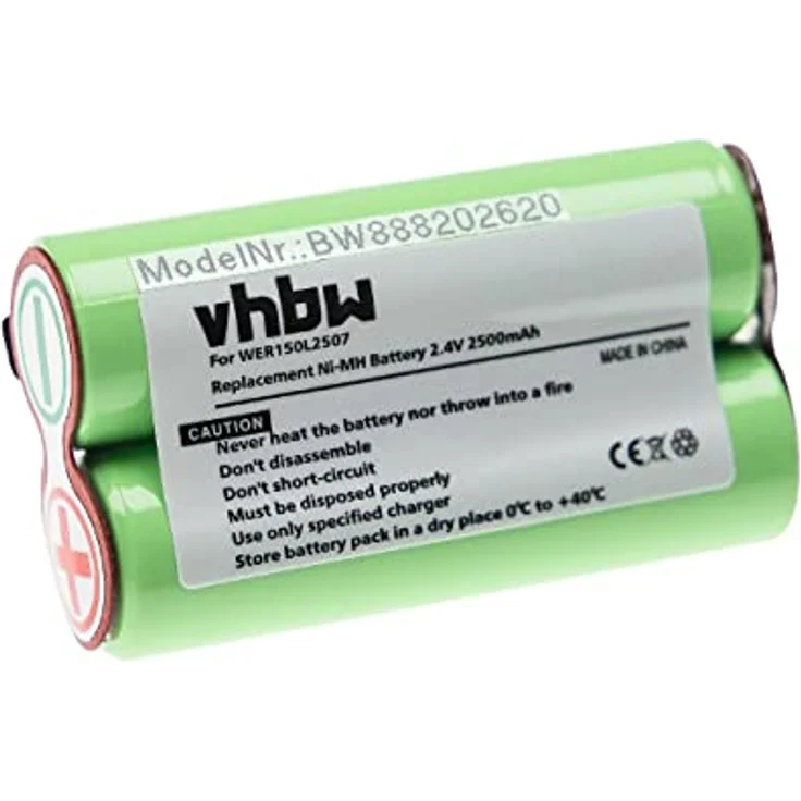 Vhbw Akku Ersatz für Panasonic WER150L2507, NiMH 2500mAh, 2,4V, für Rasierer und Haarschneider – Bild 1