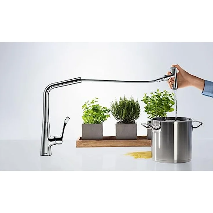 hansgrohe 320 Metris Select M71, Küchenarmatur mit Ausziehbrause und 2 Strahlarten, Hochdruck – Bild 4
