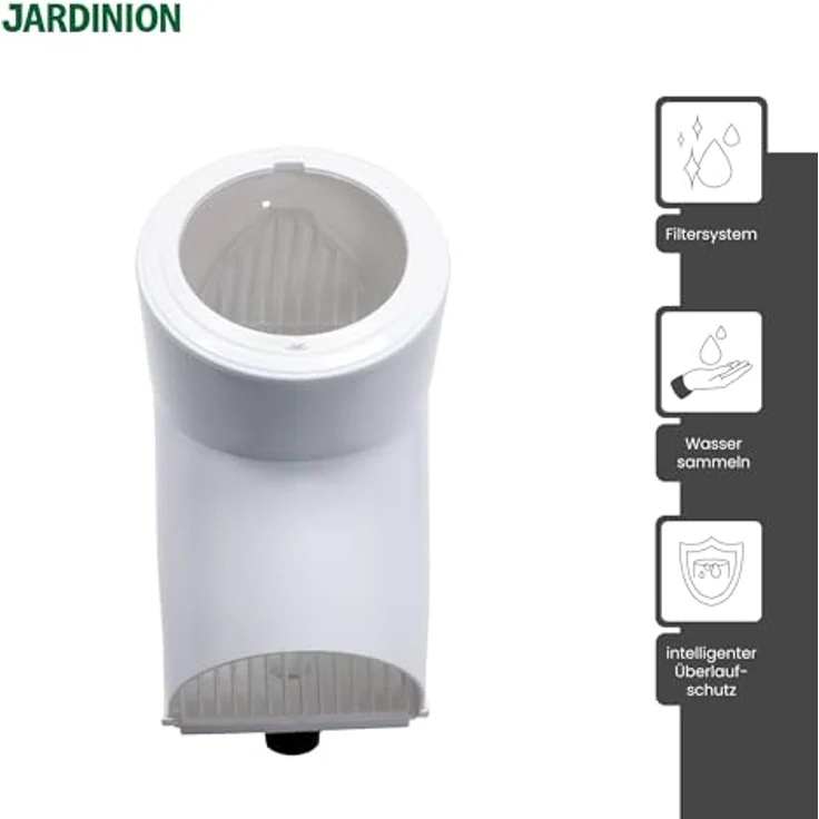 Jardinion Regenwasserfilter Laubabscheider, 30,5 x 12 x 17,5cm, für Fallrohre DN75/DN85/100mm, UV-beständig, weiß – Bild 3