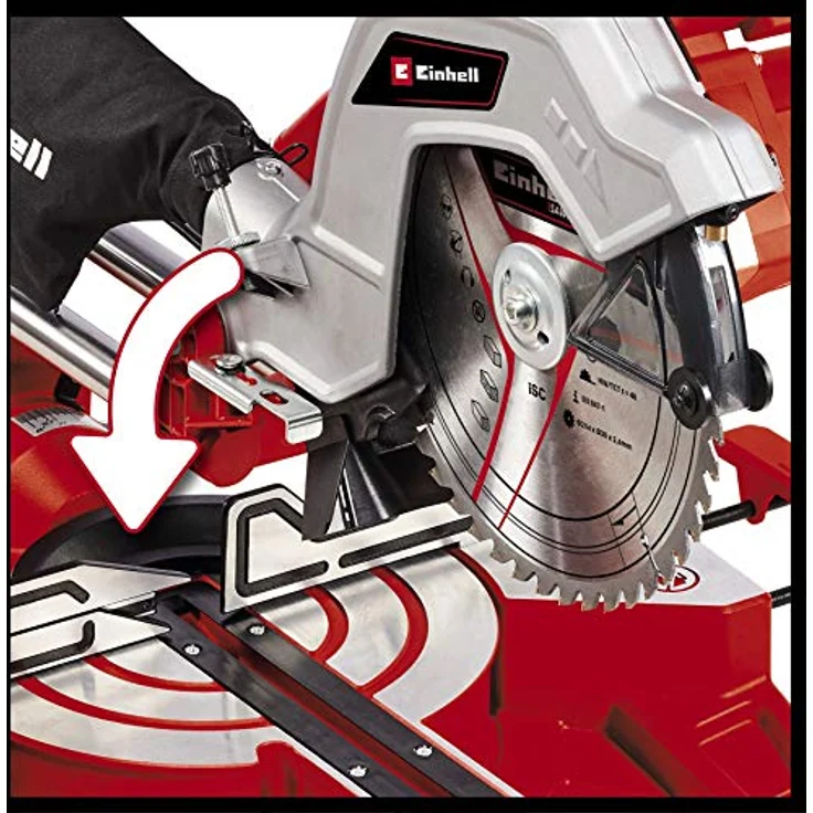 Einhell Zug-Kapp-Gehrungssäge TC-SM 254 (1.900 W, doppelt gelagerte Zugfunktion, Drehtisch mit Schnellverstellung und Einrastpositionen, Laser, inkl. Hartmetall-Sägeblatt) – Bild 3