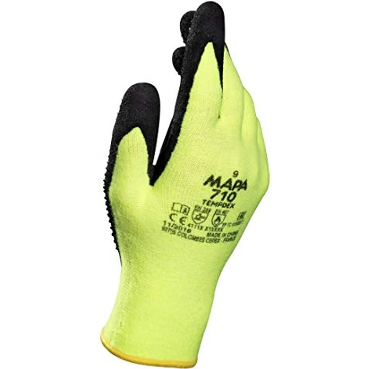 MAPA Professional TempDex 710 â€“ Nitril Thermohandschumit hoher Beweglichkeit und thermischem Schutz, im Einsatz in den Bereichen Keramik-Kunststoff und Bau, gelb, Größe 9 (1 Paar), Thermohandschuhe – Bild 2