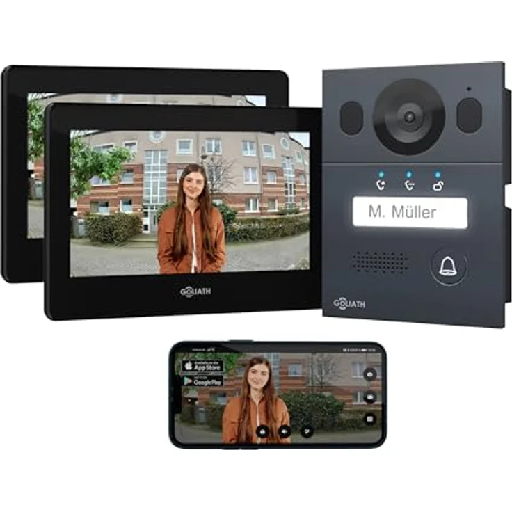 Goliath Intercom Goliath Basic Line 2-Draht Video-Türsprechanlage, FullHD, App-Anbindung, Schwarz/Anthrazit, erweiterbar bis 64 GB – Bild 1