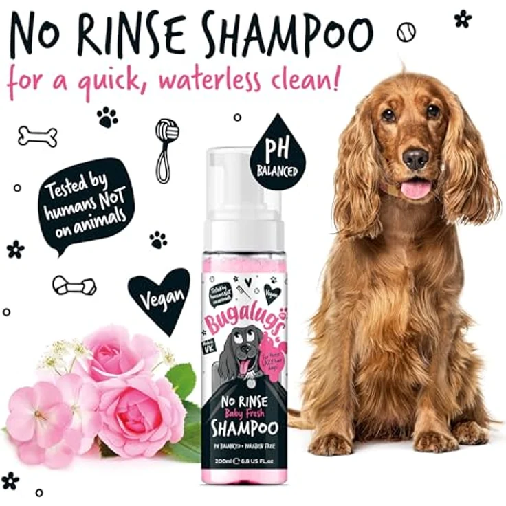 Bugalugs Tiershampoo Baby Fresh, Hundeshampoo ohne Wasser (200ml), Trockenshampoo für Hunde, made in UK – Bild 6