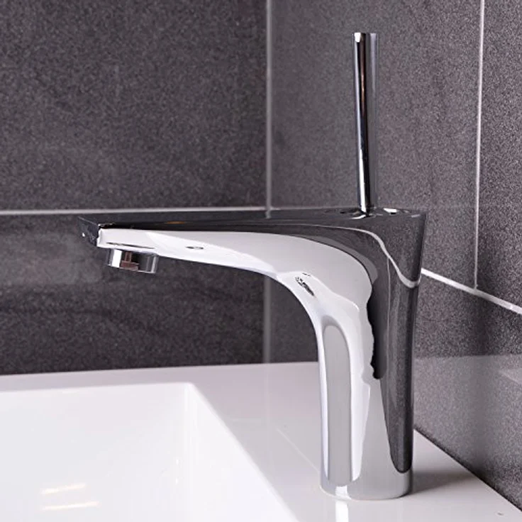 AQUADE Waschtischarmatur Chrom, Einhebelmischer mit geschwungenem Design, massivem Messing und präziser Temperaturregulierung – Bild 2