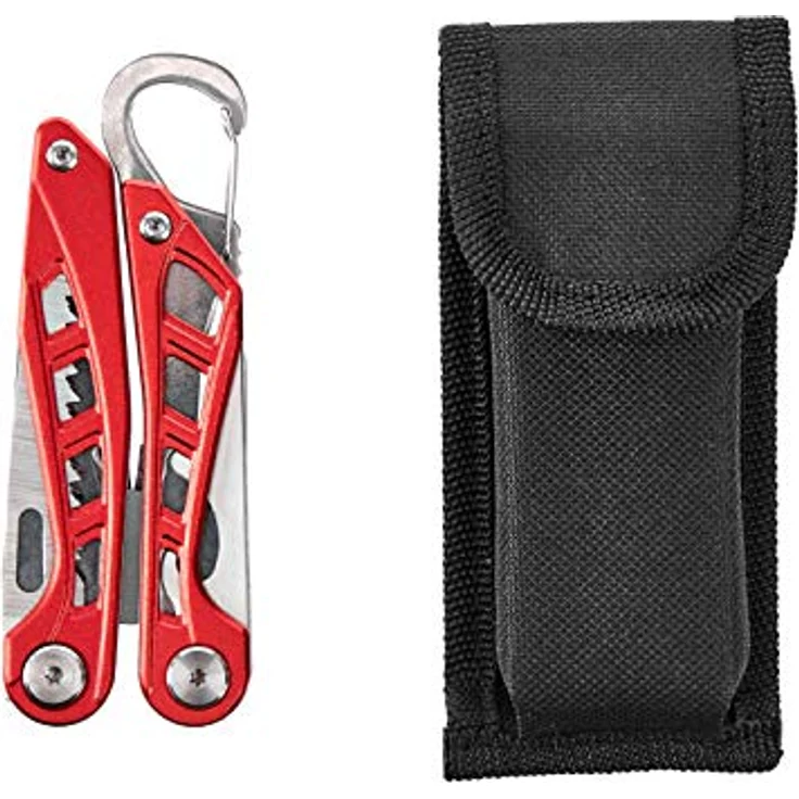 Amazon Basics 8-in-1-Multitool Sicherheitsschloss aus Edelstahl mit Spitzzange, Drahtschneider und Nylonscheide, Rot – Bild 5