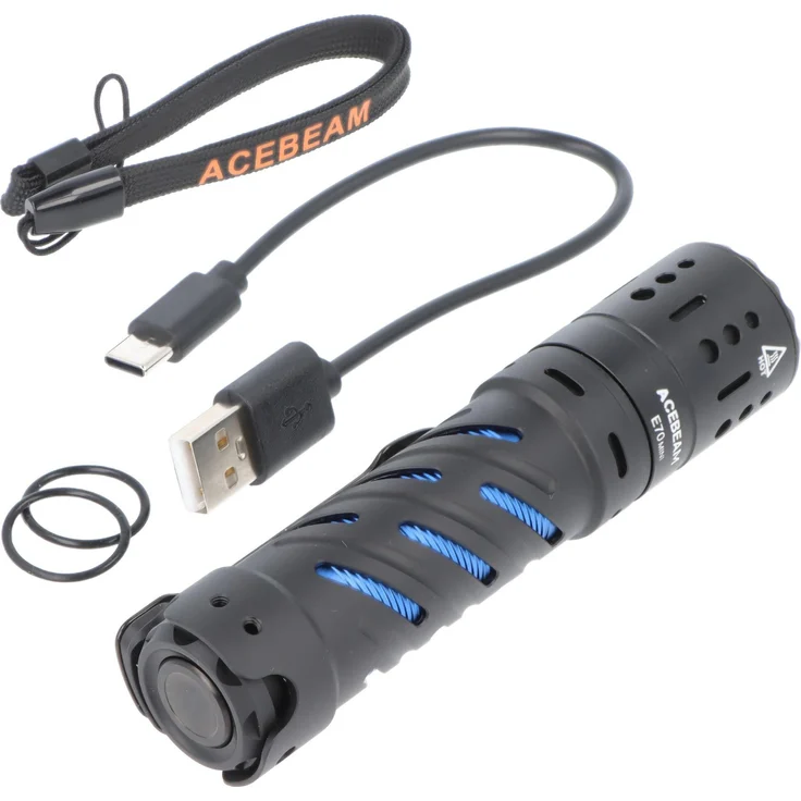 AceBeam E70 Mini LED-Taschenlampe, 2.000 Lumen, CRI90+, inklusive Akku, wasserdicht nach IP68, 11.10 cm