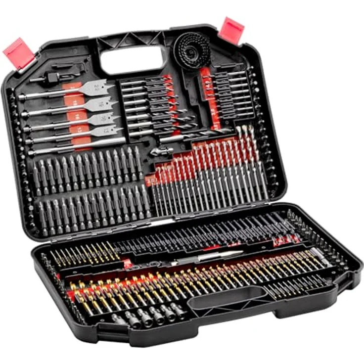 VEVOR 246-teiliges Bohrer-Set, Bohrer- und Schrauberbit-Set mit Tragkoffer, geeignet für Holz, Metall und Zement, inkl. magnetischem Bithalter und 4 Lochsägen – Bild 1