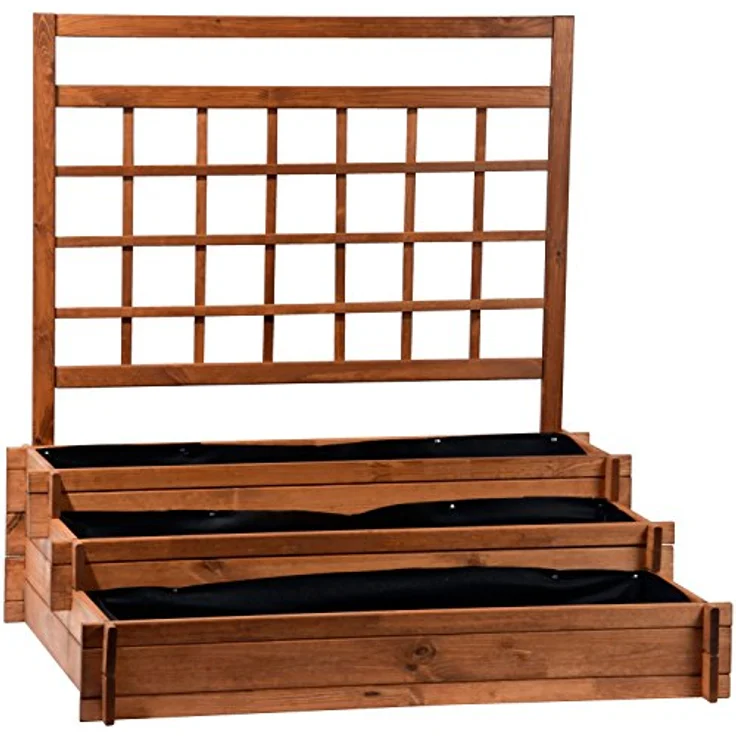 dobar Hochbeet, Drei-EtagenPeru aus Holz mit Spalier Rankgitter: Pflanzkasten Frühbeet Bausatz für Gemüse, braun, 110x88x115 cm, 58185FSC – Bild 2