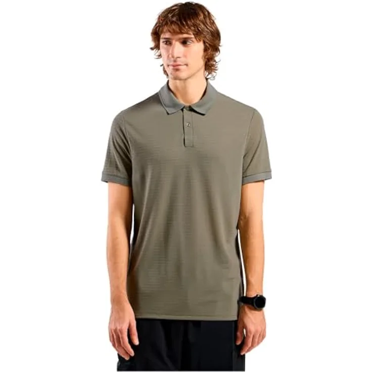 Odlo Ascent Natural Polo Shirt S/S, Herren Poloshirt in Grün, Atmungsaktiv und geruchshemmend, Größe L